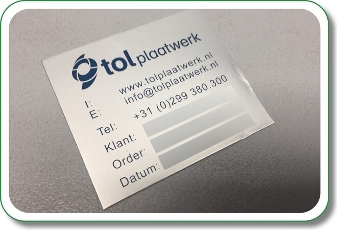 kenplaatsticker met schrijfvlak