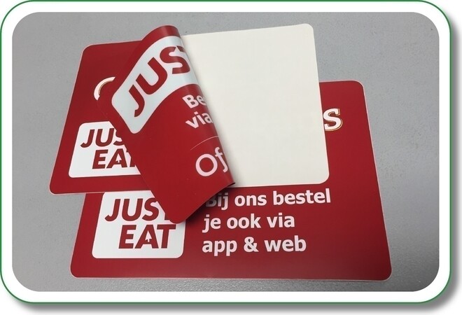 dubbelzijdige raamsticker restaurant