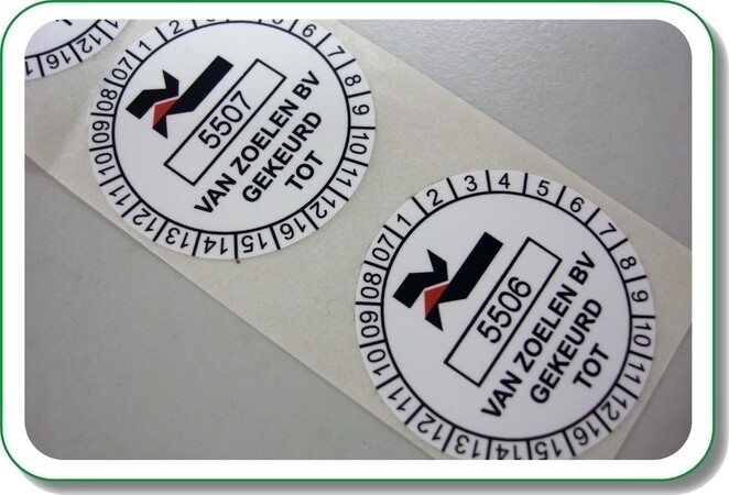 Keuringssticker met nummering