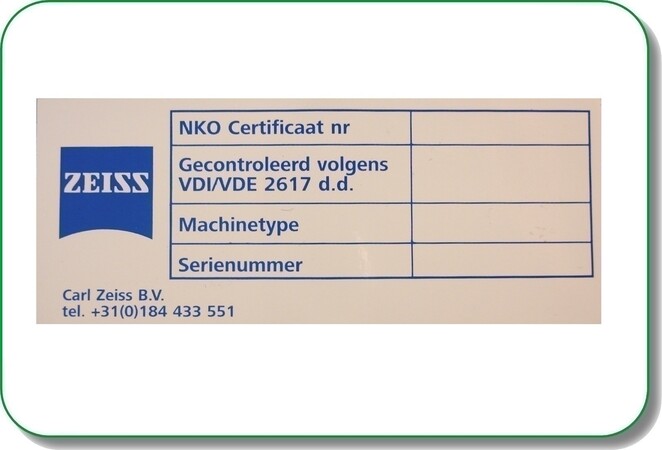 Keuringssticker Zeiss